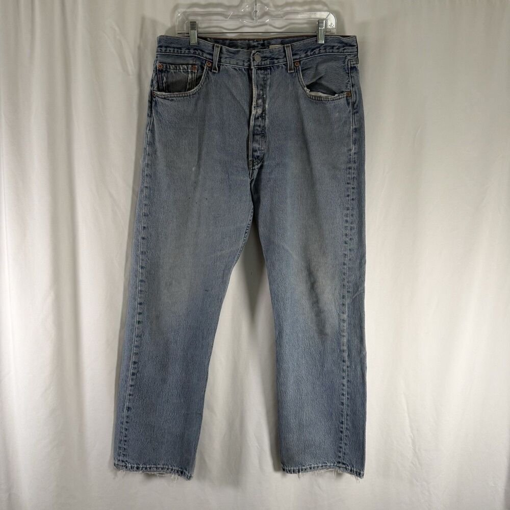 Vintage Levi's 501 Men's 38x30 Light Wash Blue Denim Button Fly Cotton 5 Pocket